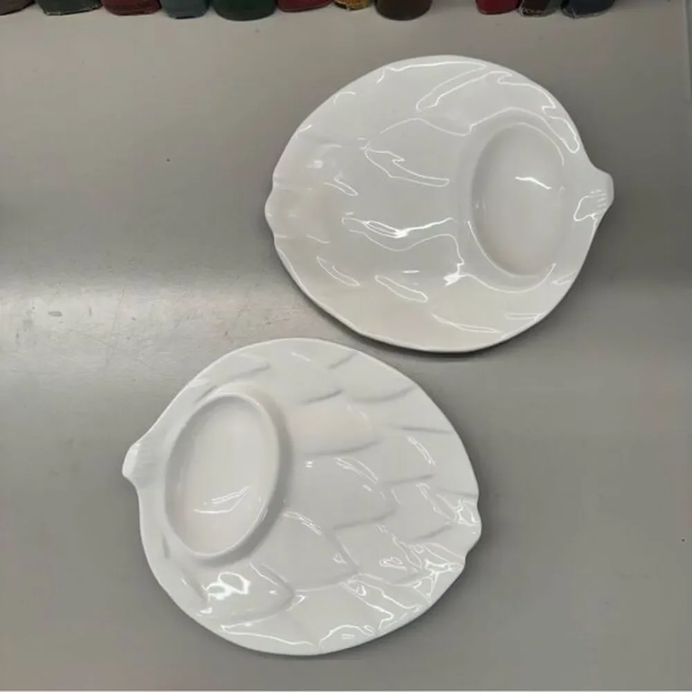 Vintage White Ceramic artichoke Plates